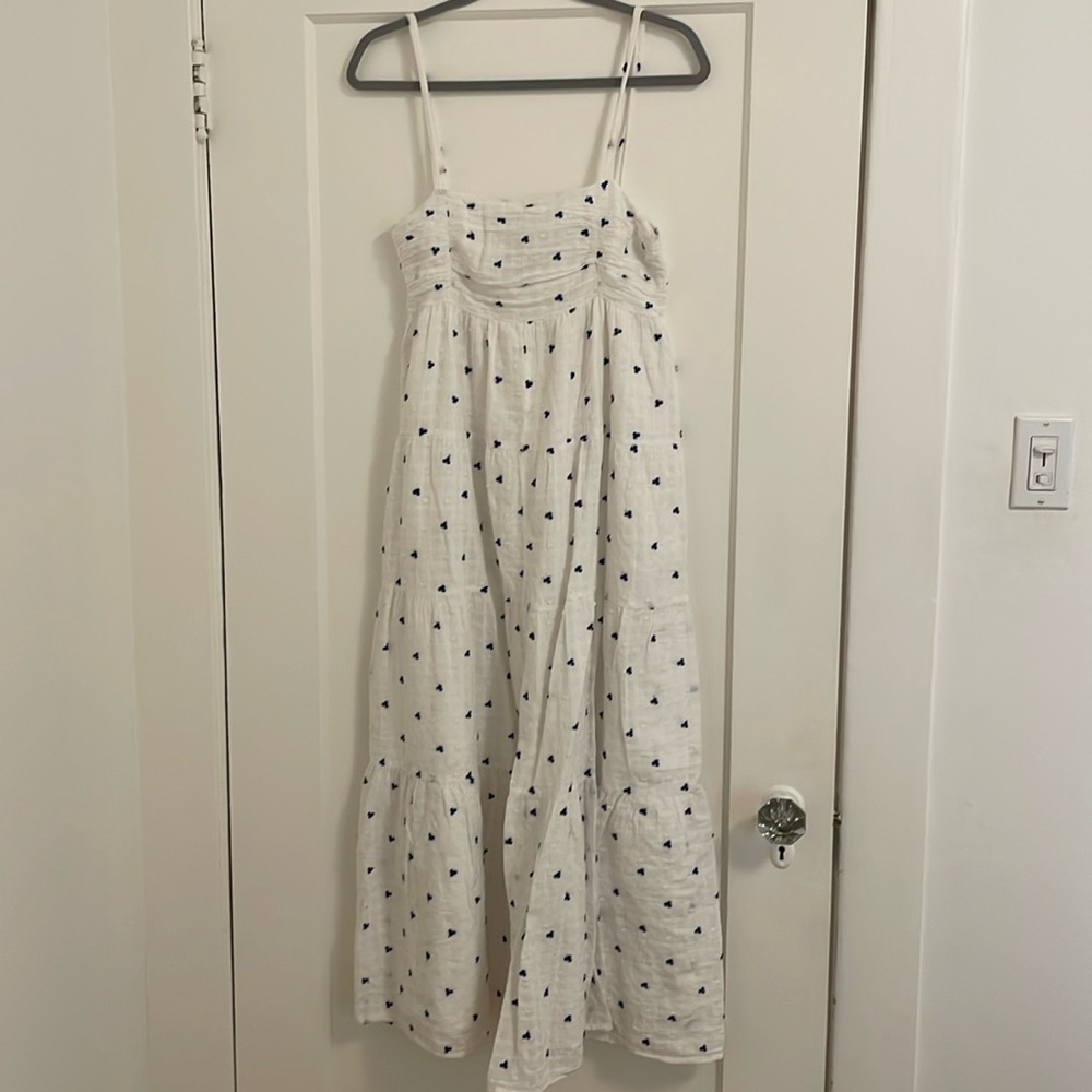 Zara white dress with blue embroidery
